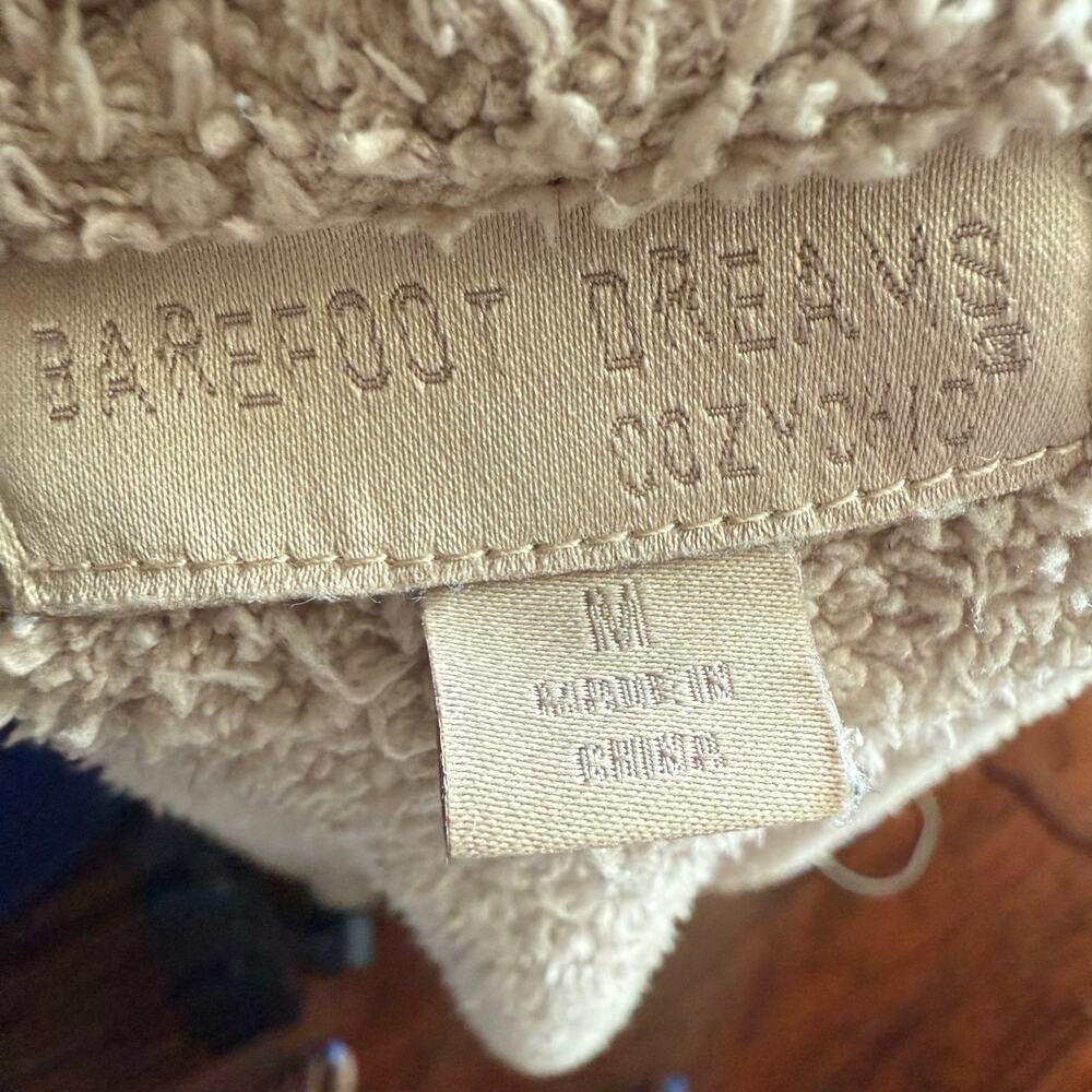 Barefoot Dreams CozyChic Colorblock Cardigan in Tan/White/Gray Stripe Size Med - Picture 9 of 10